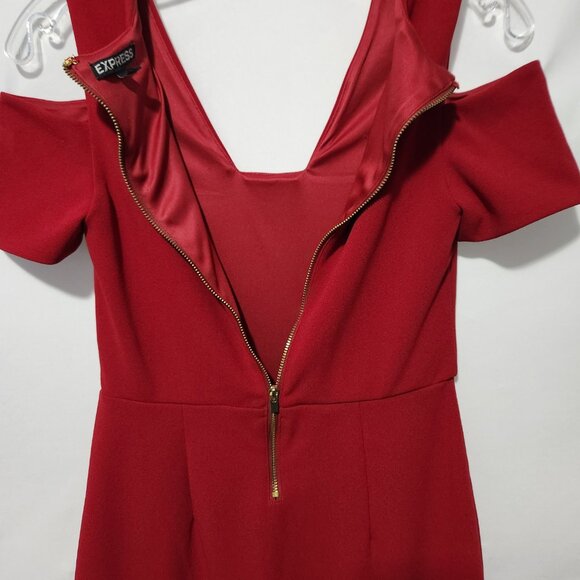 Express Red Cold Shoulder Cocktail Dress - Size 2 - Picture 7 of 14